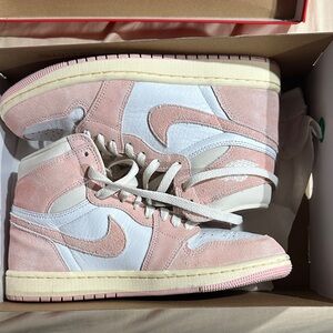 Nike Women's Blush Pink and White High-Top Sneakers